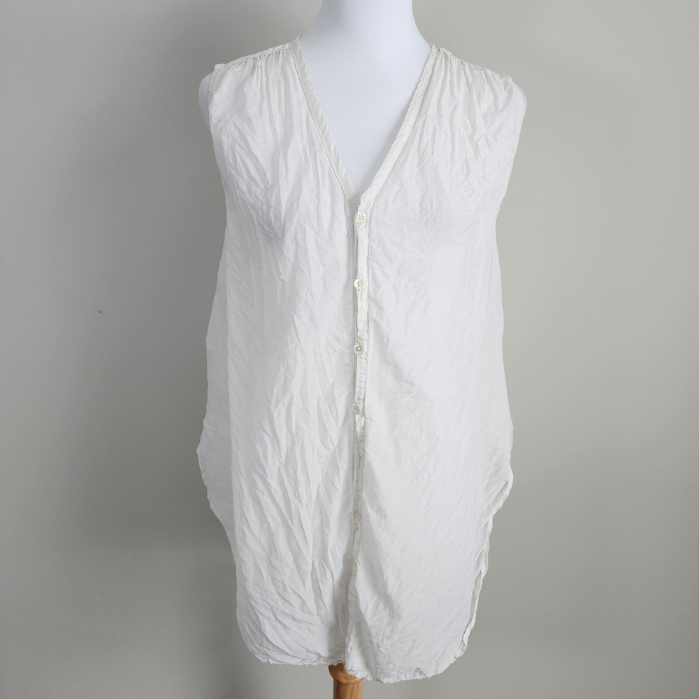 Community Aritzia Silk Blend Sleeveless Tunic Womens Small‎ White Shirt Blouse